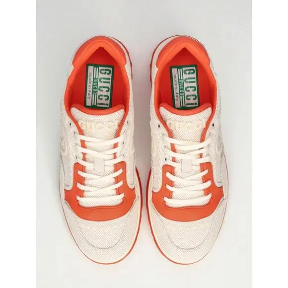 NIB Gucci MAC80 Sneakers Cream Orange Canvas Low Top UK8.5 US9 Authentic
